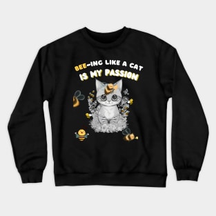 Bee And Cute Cat Crewneck Sweatshirt